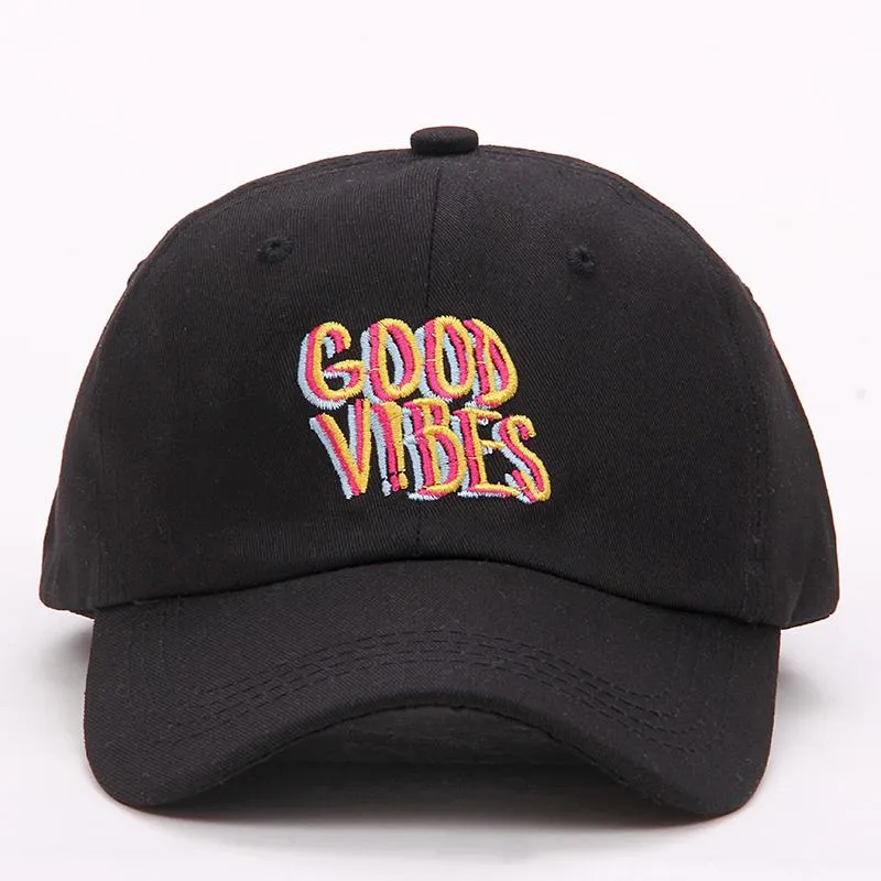 100% Cotton Curved Good Vibes Embroidered Dad Hat Unisex Baseball Cap