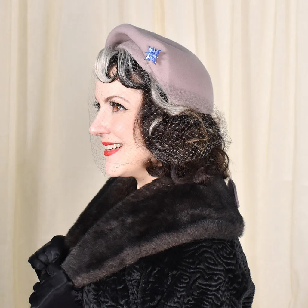 1950s Gray Beret Netting Vintage Hat