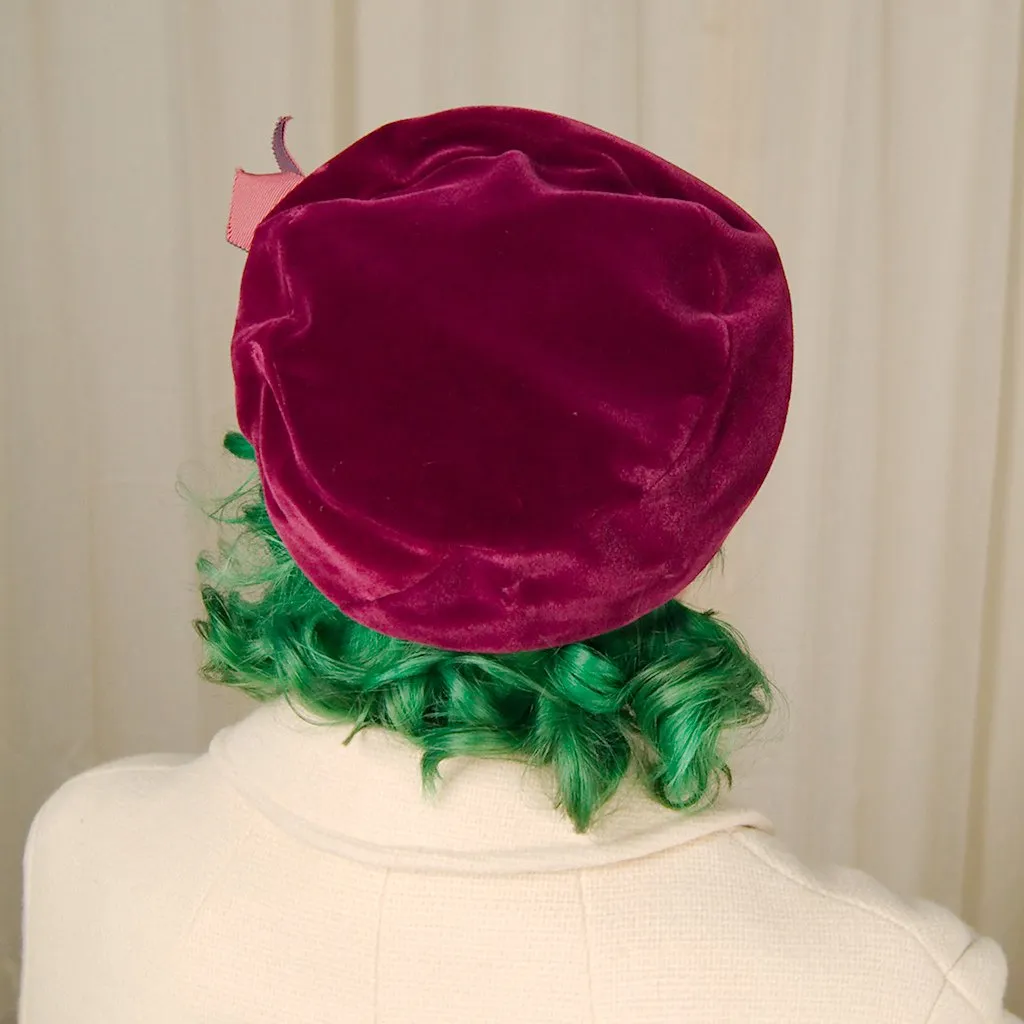 1950s Plum Velvet Beret Hat