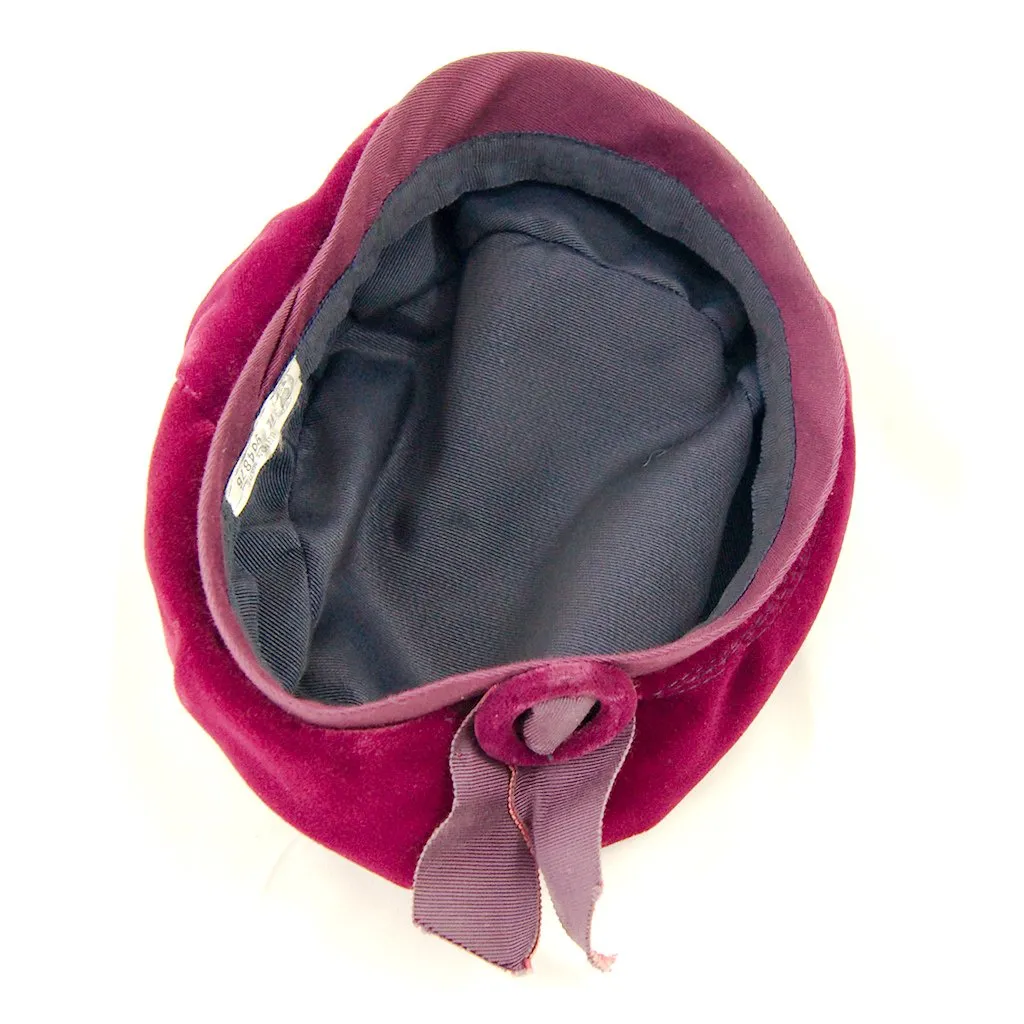 1950s Plum Velvet Beret Hat