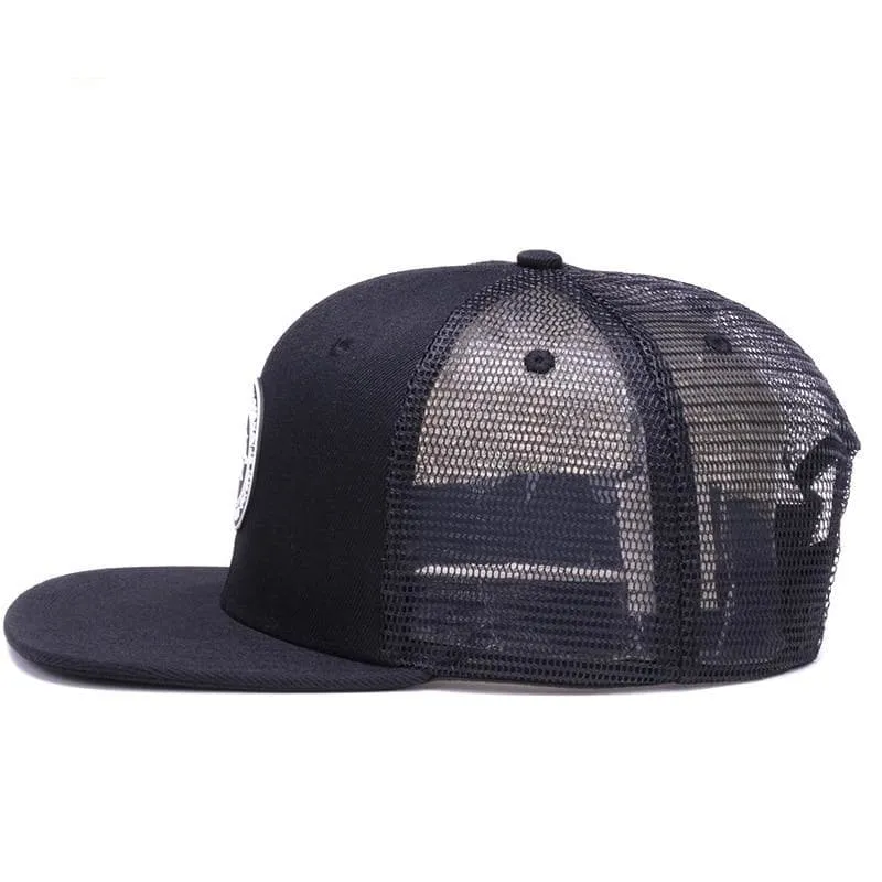 6panels Bone Black Mesh Truck Hip Hop Caps for Men and Women