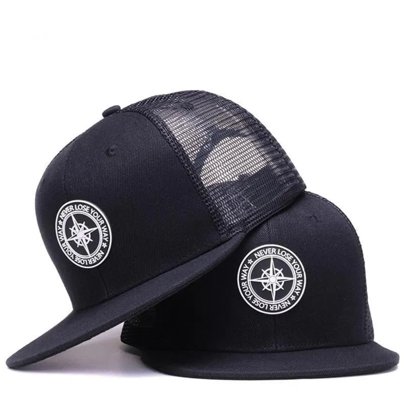 6panels Bone Black Mesh Truck Hip Hop Caps for Men and Women