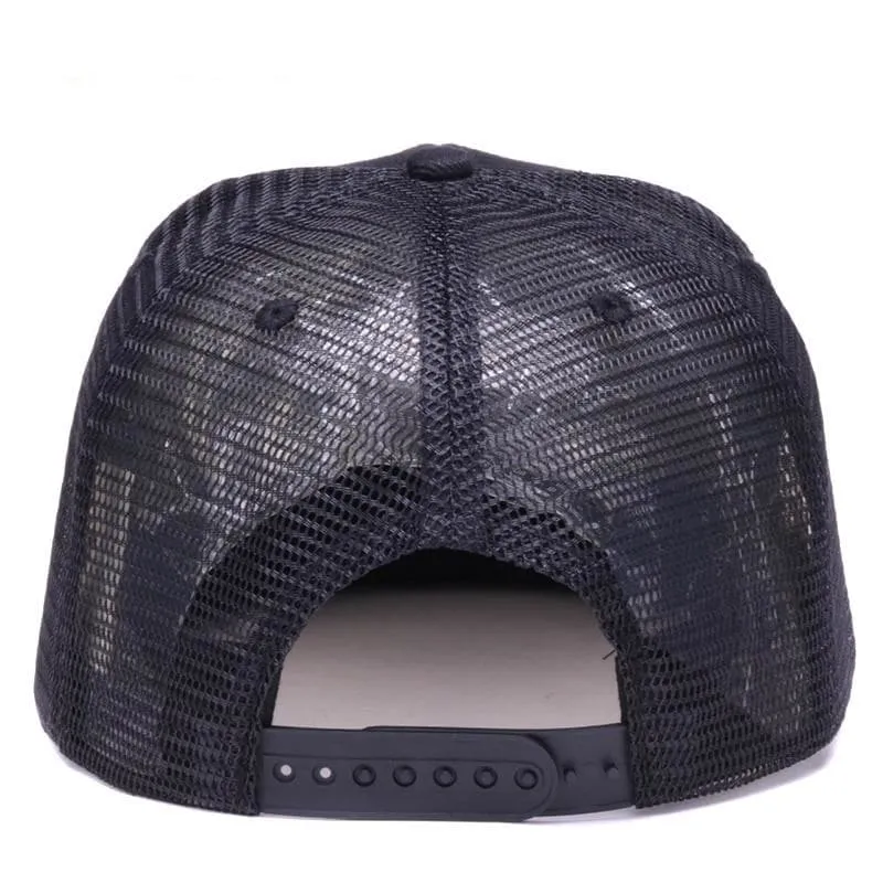 6panels Bone Black Mesh Truck Hip Hop Caps for Men and Women