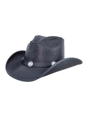 American Hat Makers CYCLONE Buffalo Band Leather Hat Black