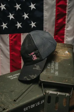 American Made Mesh Back Dark Multicam Hat Pink Dropline