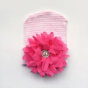 Baby Hospital Hat PINK, pick your color flower!