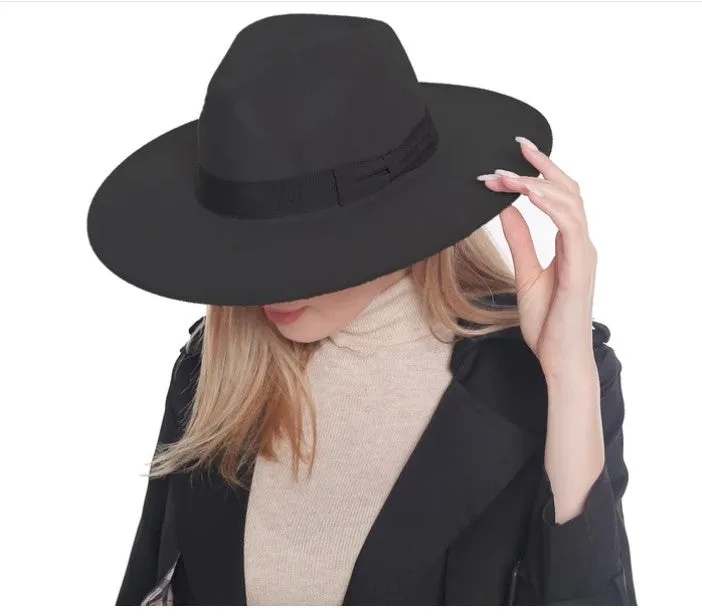 BLACK FEDORA HAT WITH RIBBON BAND