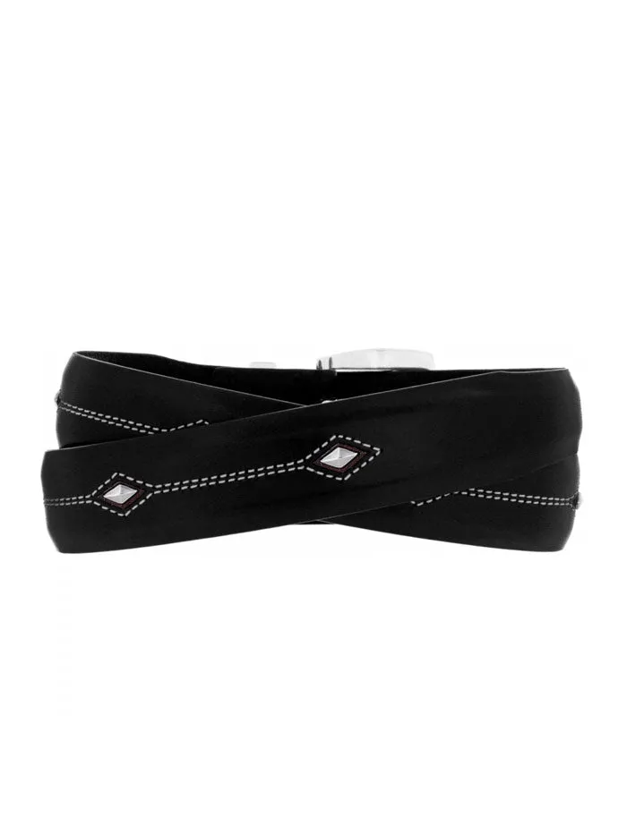 Brighton P3503 Mens Denver Diamond Leather Belt Black