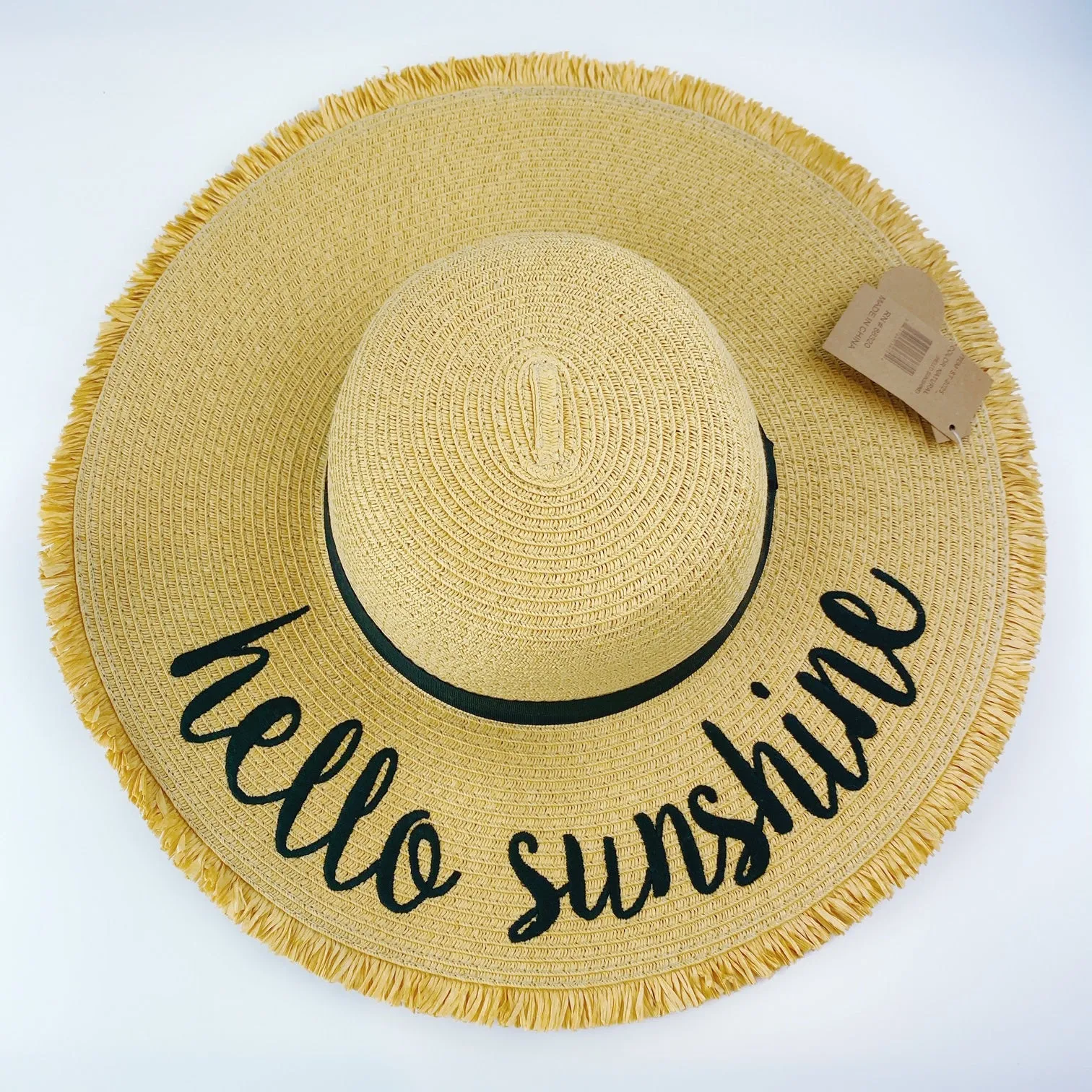 C.C Embroidered Sun Hat - Hello Sunshine Straw Hat