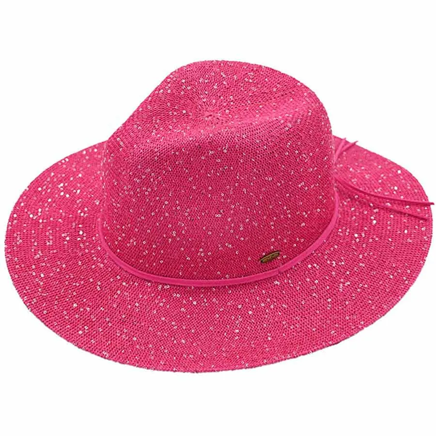 C.C Knitted Panama Hat with Sequins