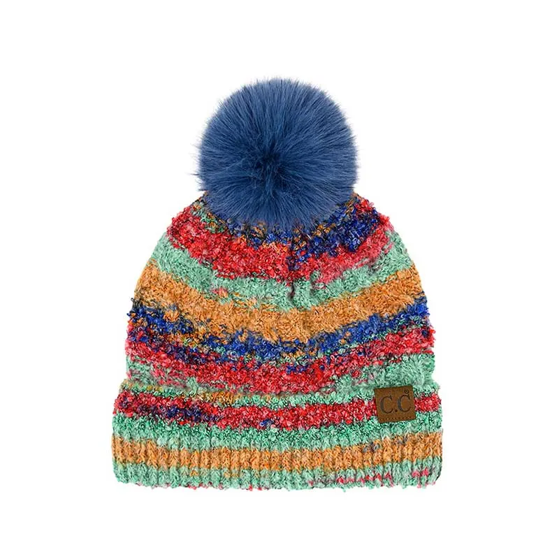 C.C Multi Color Space Dye Pom Beanie