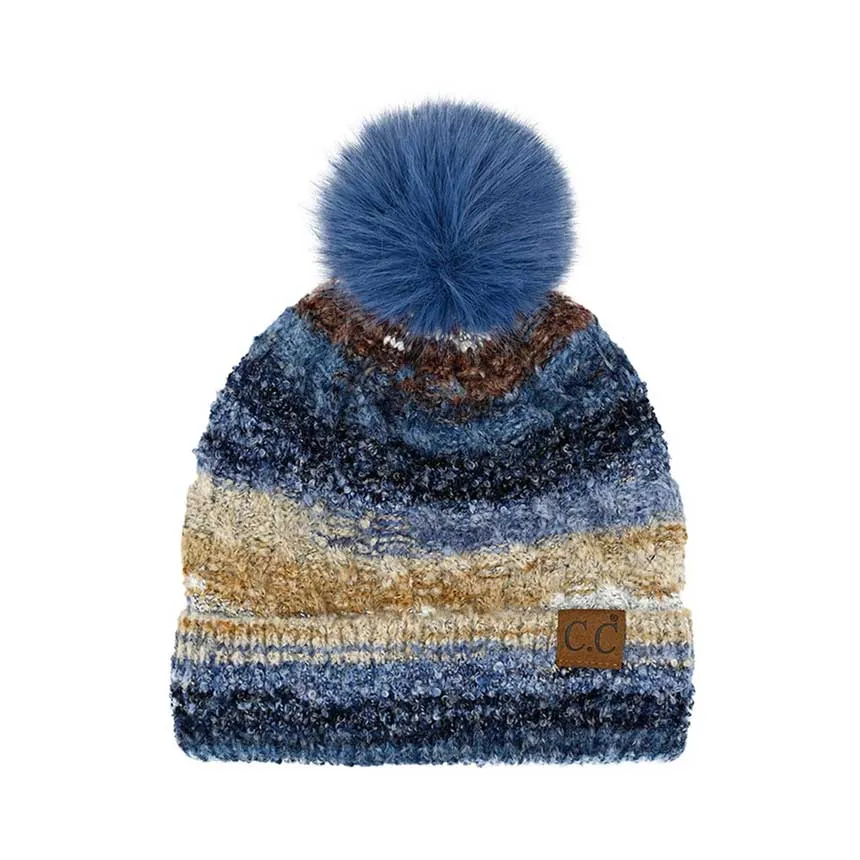 C.C Multi Color Space Dye Pom Beanie