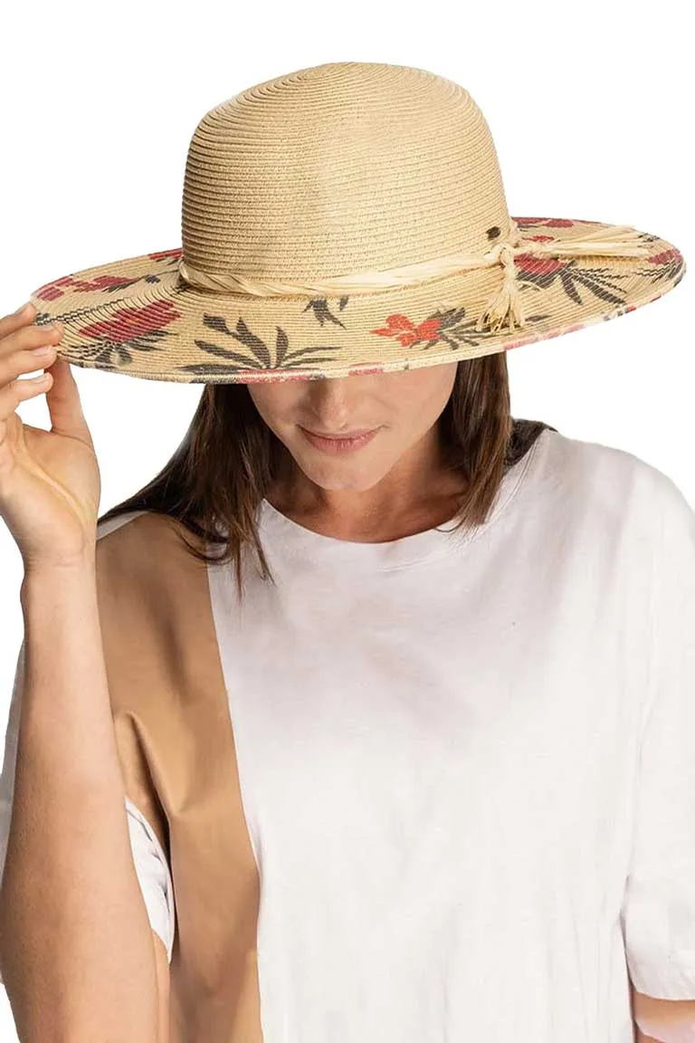 C.C Tropical Floral Wide Brim Straw Hat