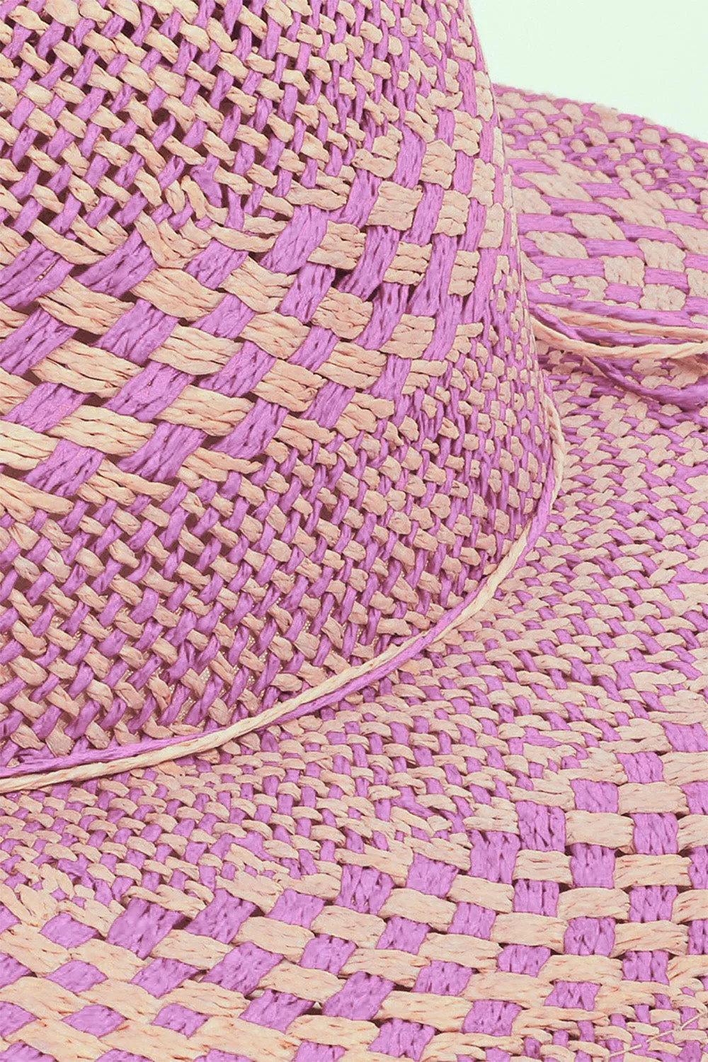 Checkered Straw Weave Sun Hat