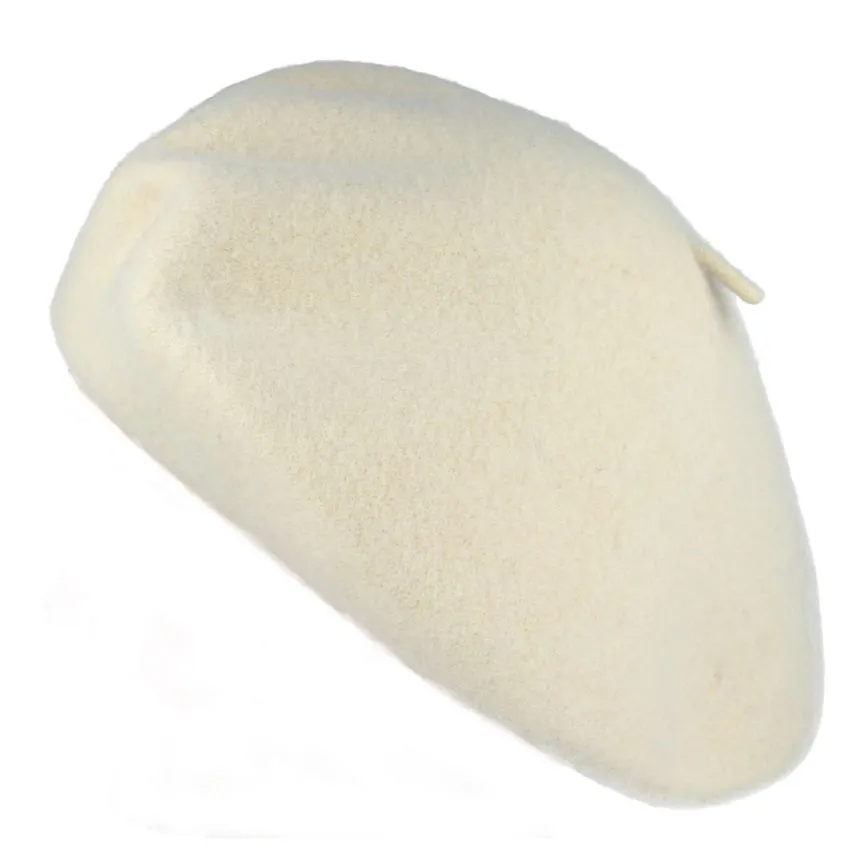 Cream/White 100% Wool Beret