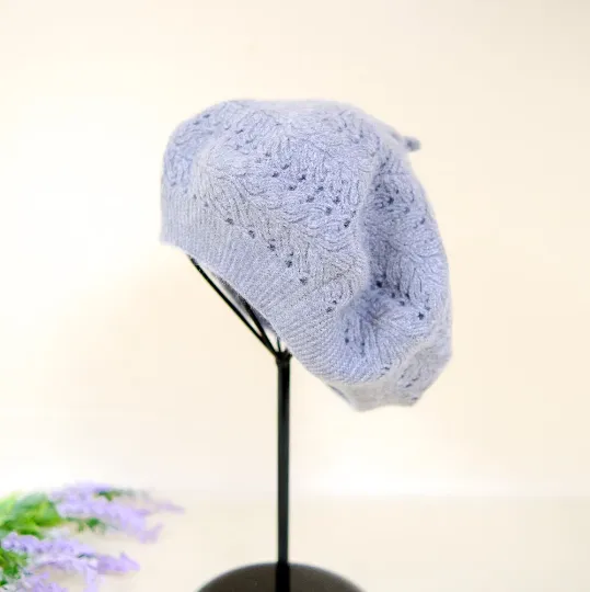 Crocheted Solid Color Beret Hat