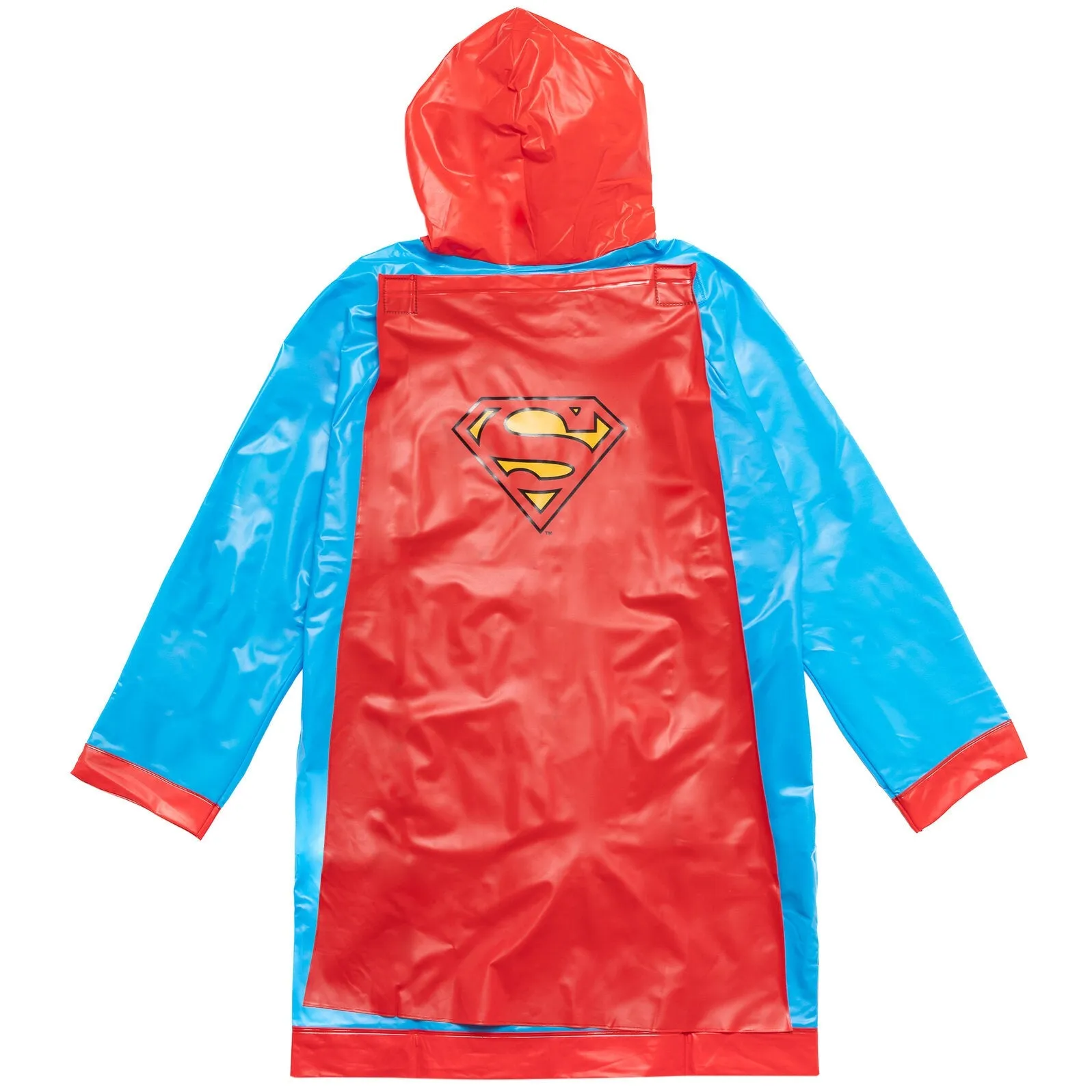 DC Comics Justice League Superman Waterproof Rain Jacket Cape and Umbrella 3 Piece Outfit Set