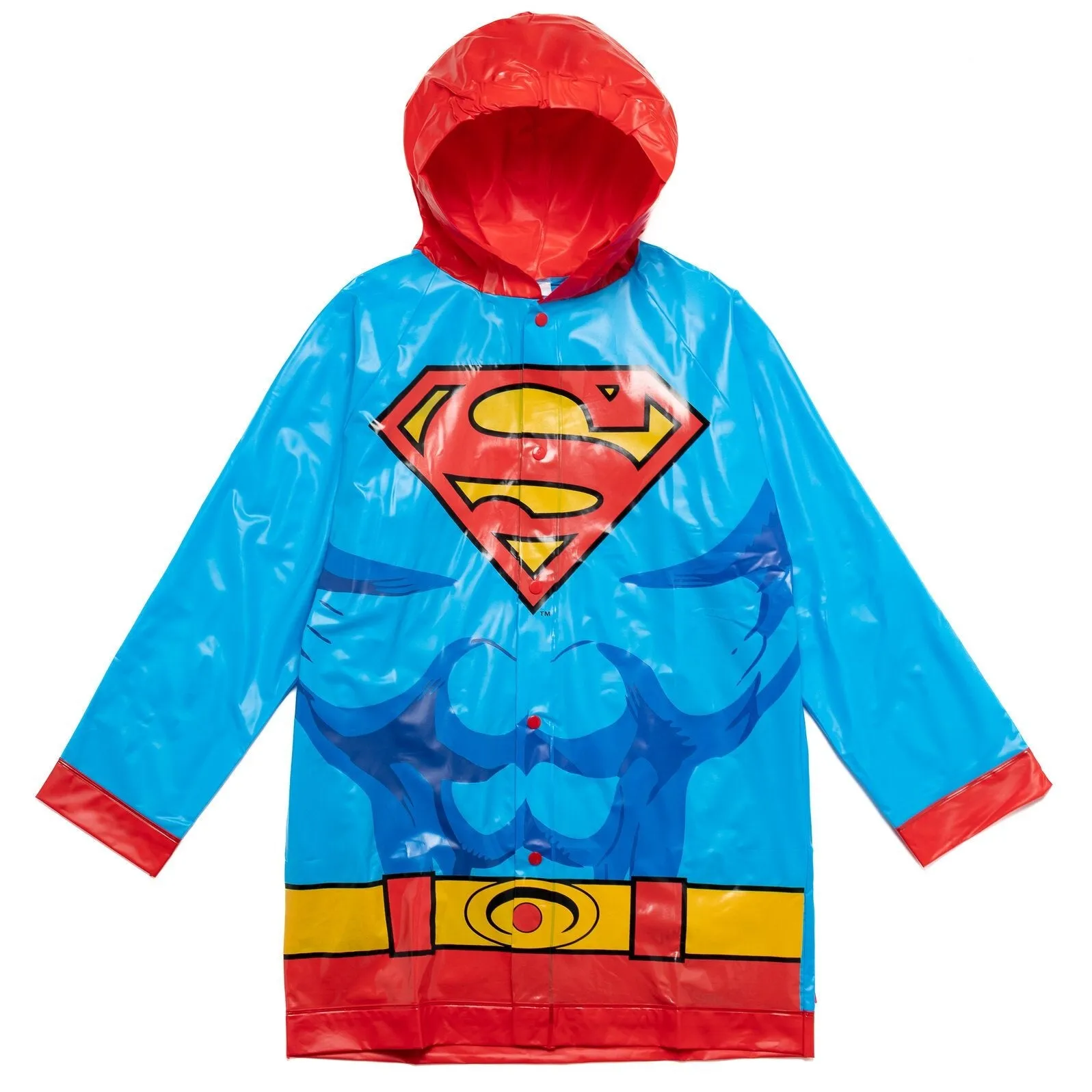 DC Comics Justice League Superman Waterproof Rain Jacket Cape and Umbrella 3 Piece Outfit Set