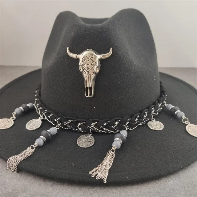 Gypsy Hat Wide Brim Fedora Panama 17 Different Styles & Colors You Choose Boho Wool Felt Hat With Coins Fringe Pom Poms Longhorn Tassels Mirrors Feathers Embroidery Check Them Out!