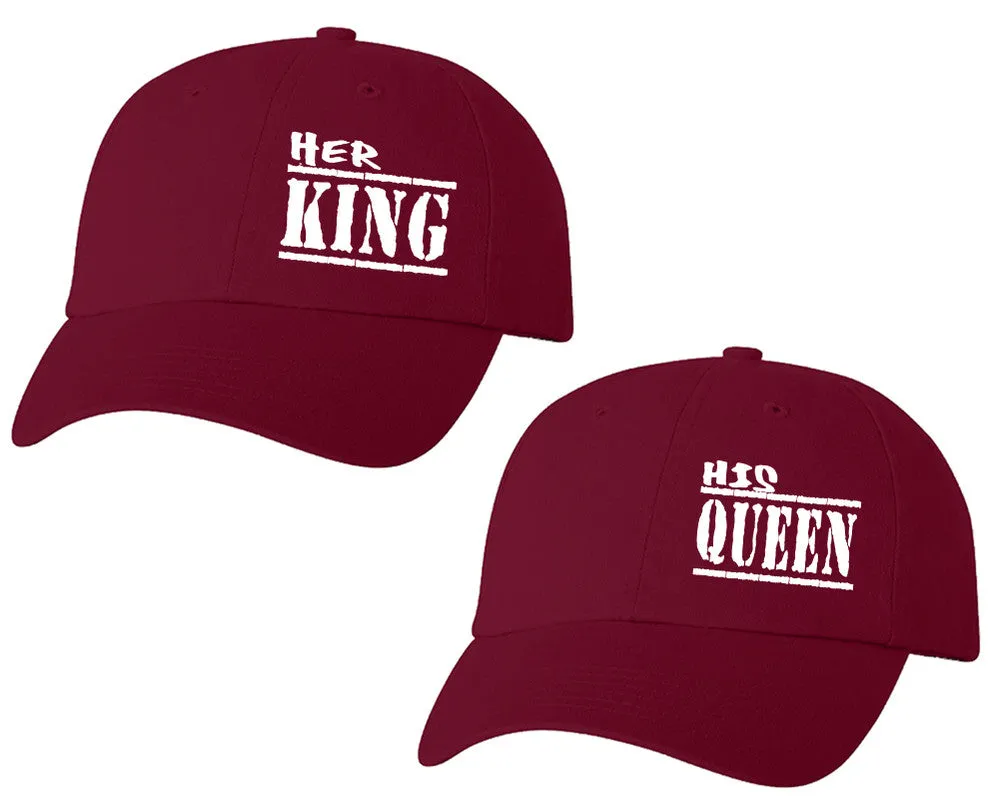 Her King His Queen Couple Matching Baseball Caps, Matching Caps