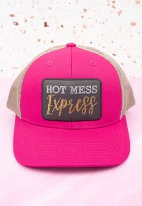 Hot Pink And Khaki Hot Mess Express Trucker Hat