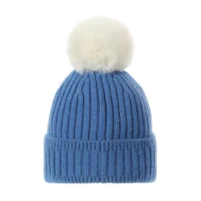 MINISO Simple Series Thick Pompom Beanie Hat (Blue)