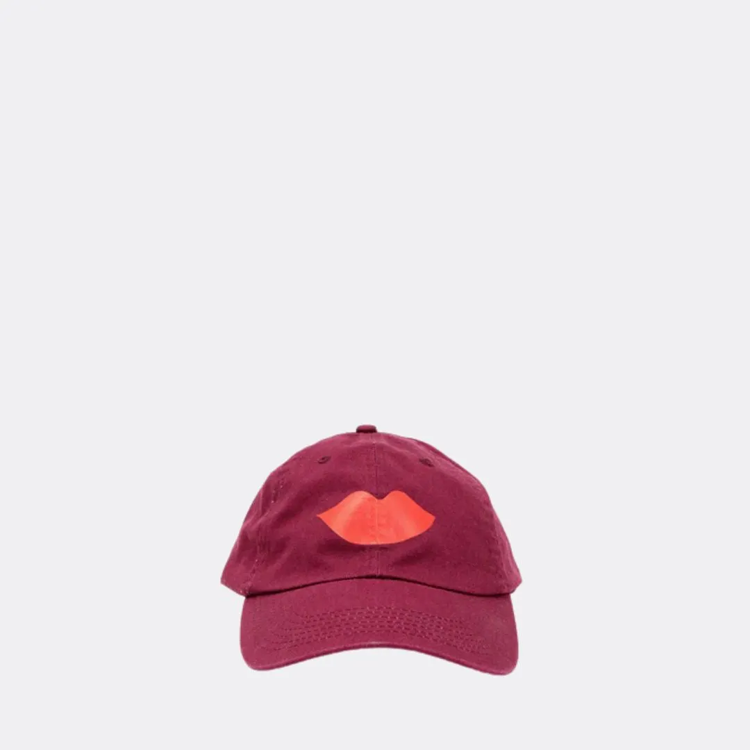 "Poppy Lips" Baseball Hat (Oxblood)