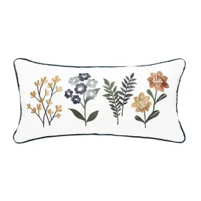 Retro Botanical Embroidered Pillow