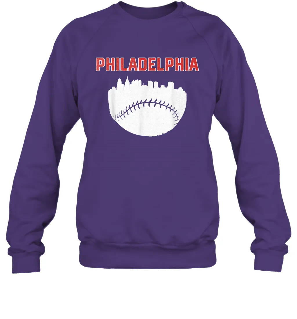 Vintage Fan Philadelphia PA Cityscape Baseball Retro  Sweatshirt