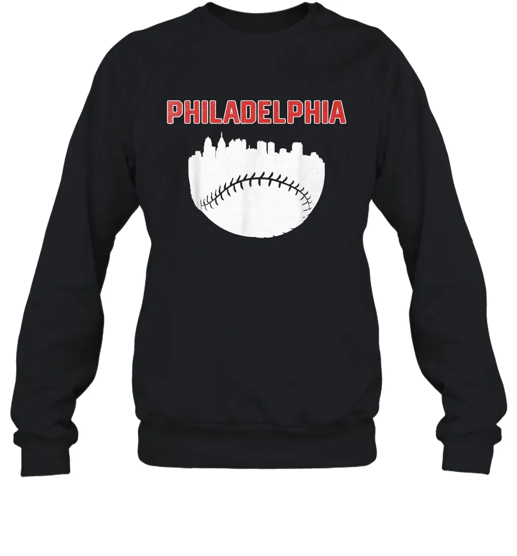 Vintage Fan Philadelphia PA Cityscape Baseball Retro  Sweatshirt