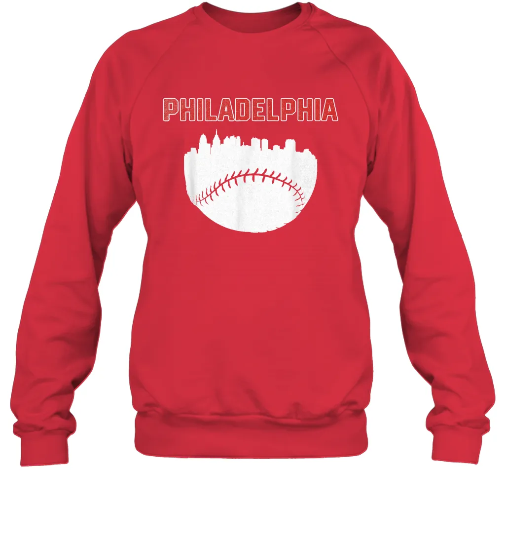 Vintage Fan Philadelphia PA Cityscape Baseball Retro  Sweatshirt