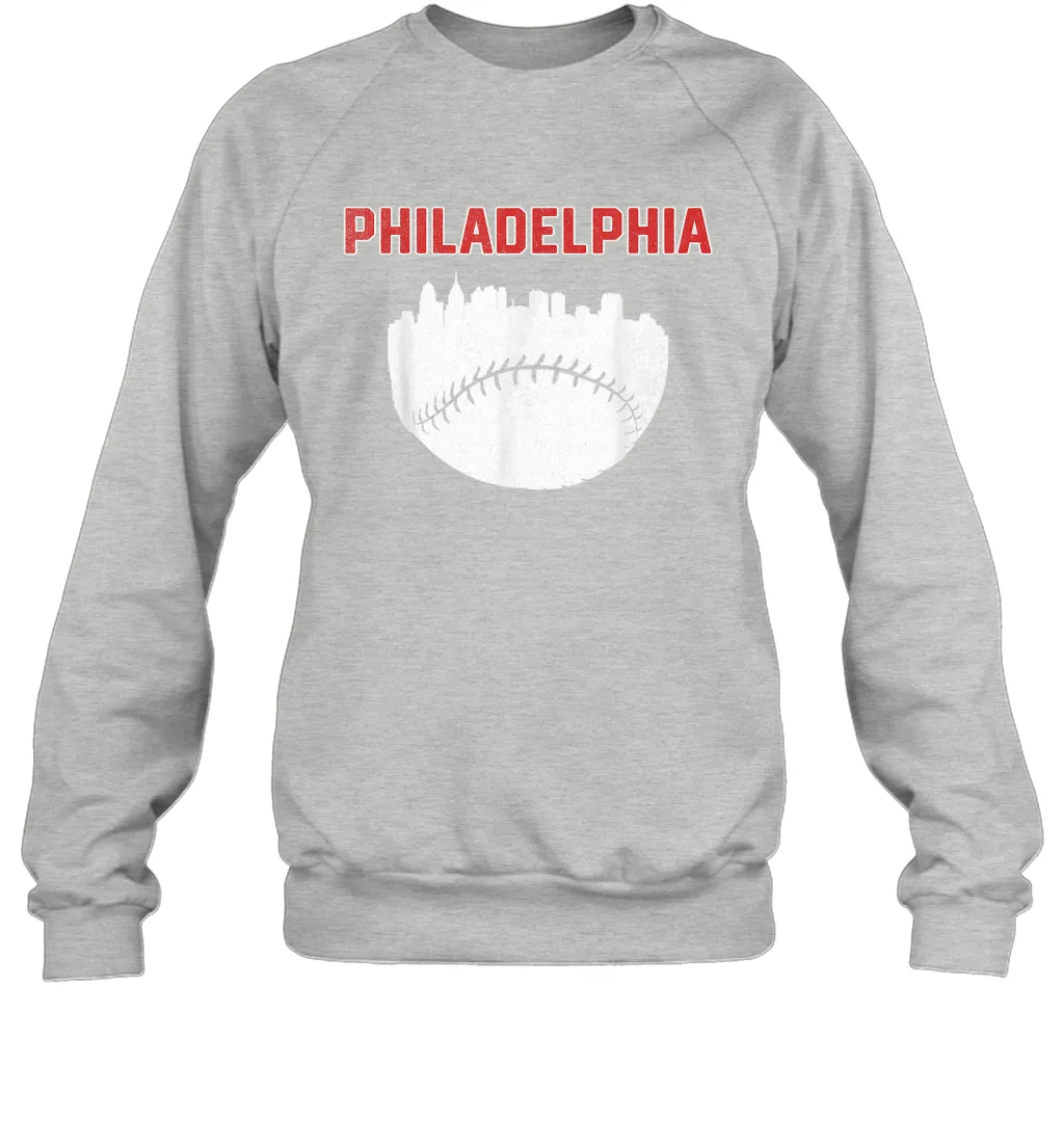 Vintage Fan Philadelphia PA Cityscape Baseball Retro  Sweatshirt